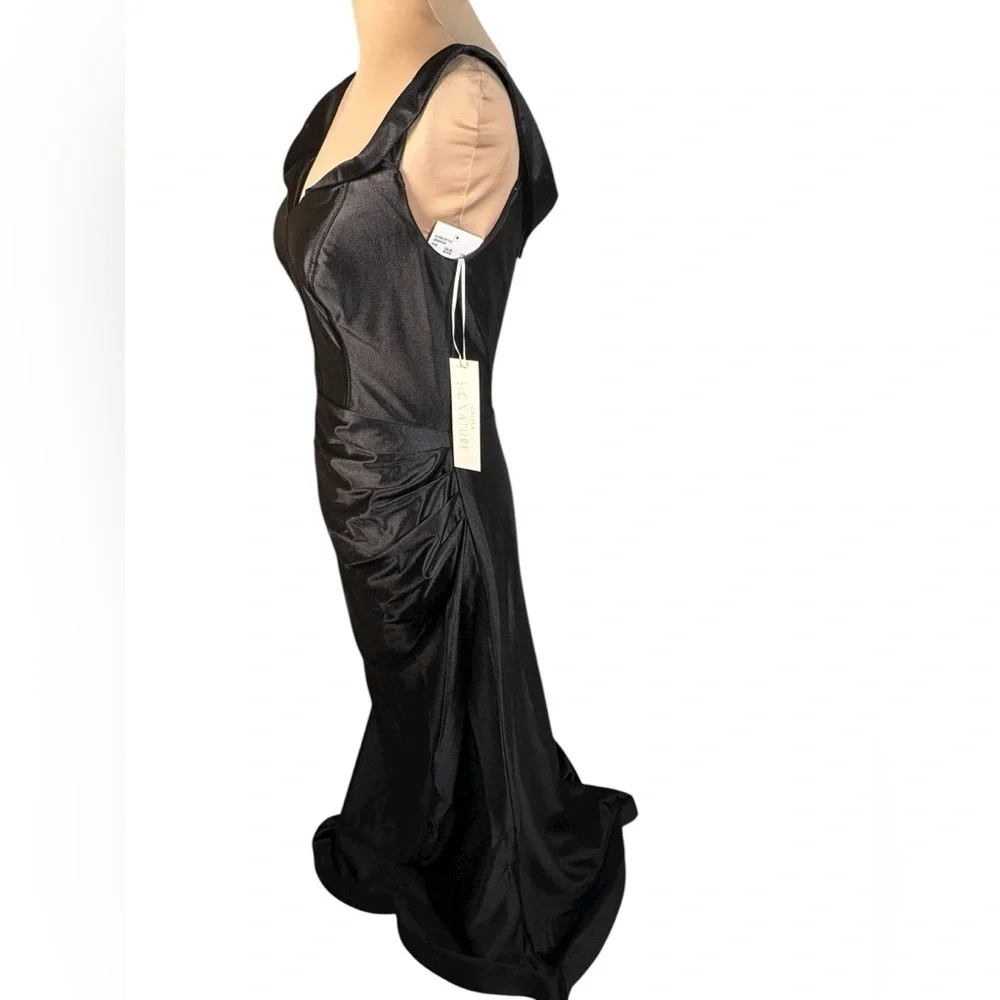 GALINA SIGNATURE Sculpting Black‎ Satin Tank Dress STYLE# GS290220 NWT Size 8